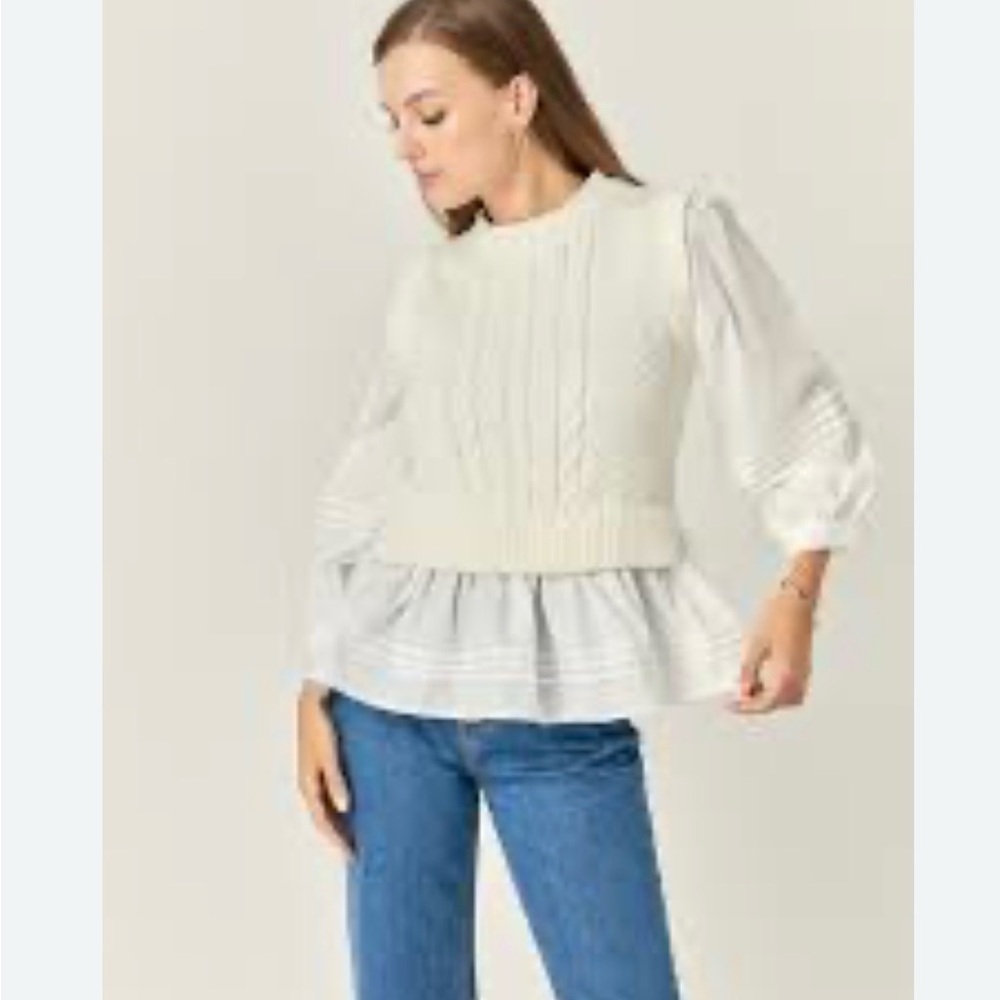 English Factory Avara NWOT Mixed media sweater